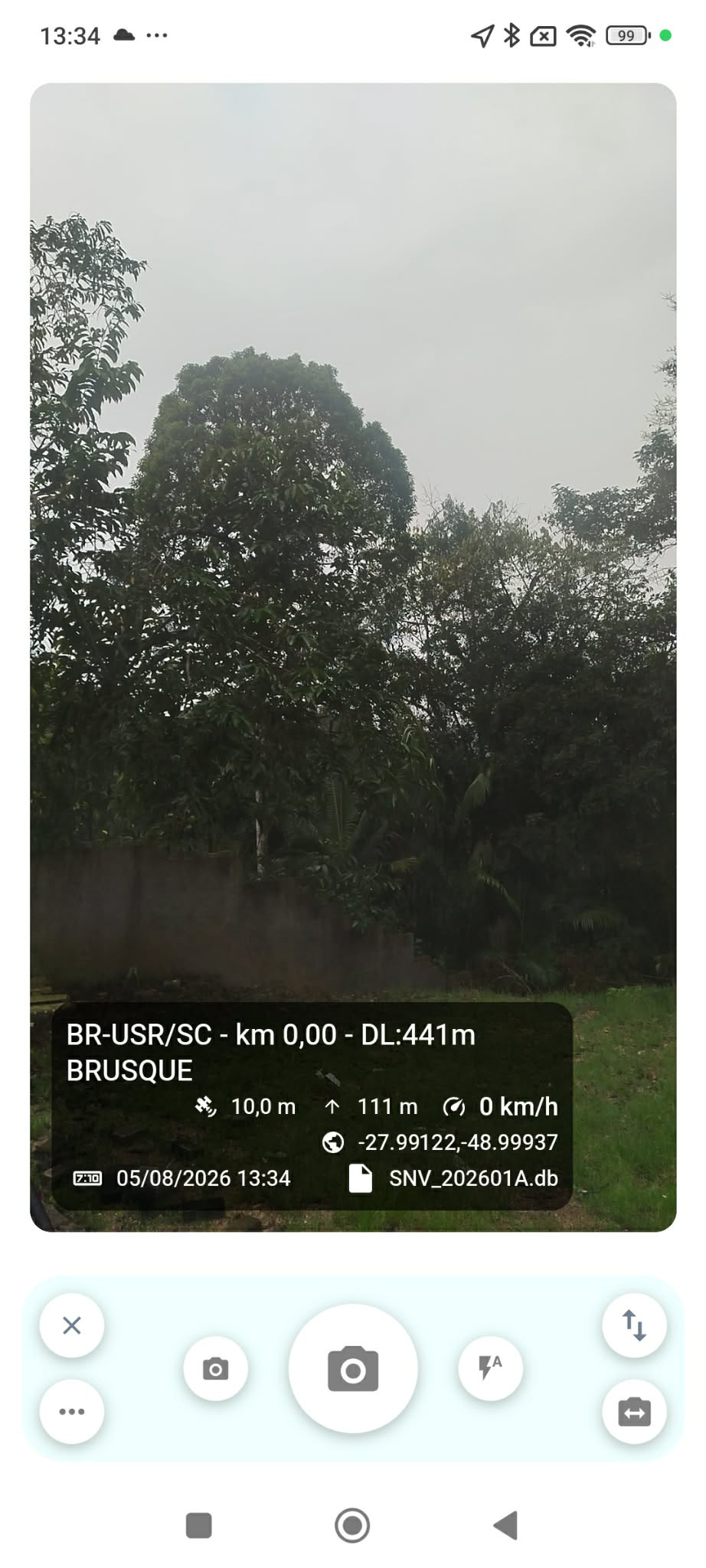 Câmera do AuditVia com overlay de GPS e rodovia